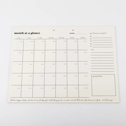 Month At A Glance - Undated Calendar