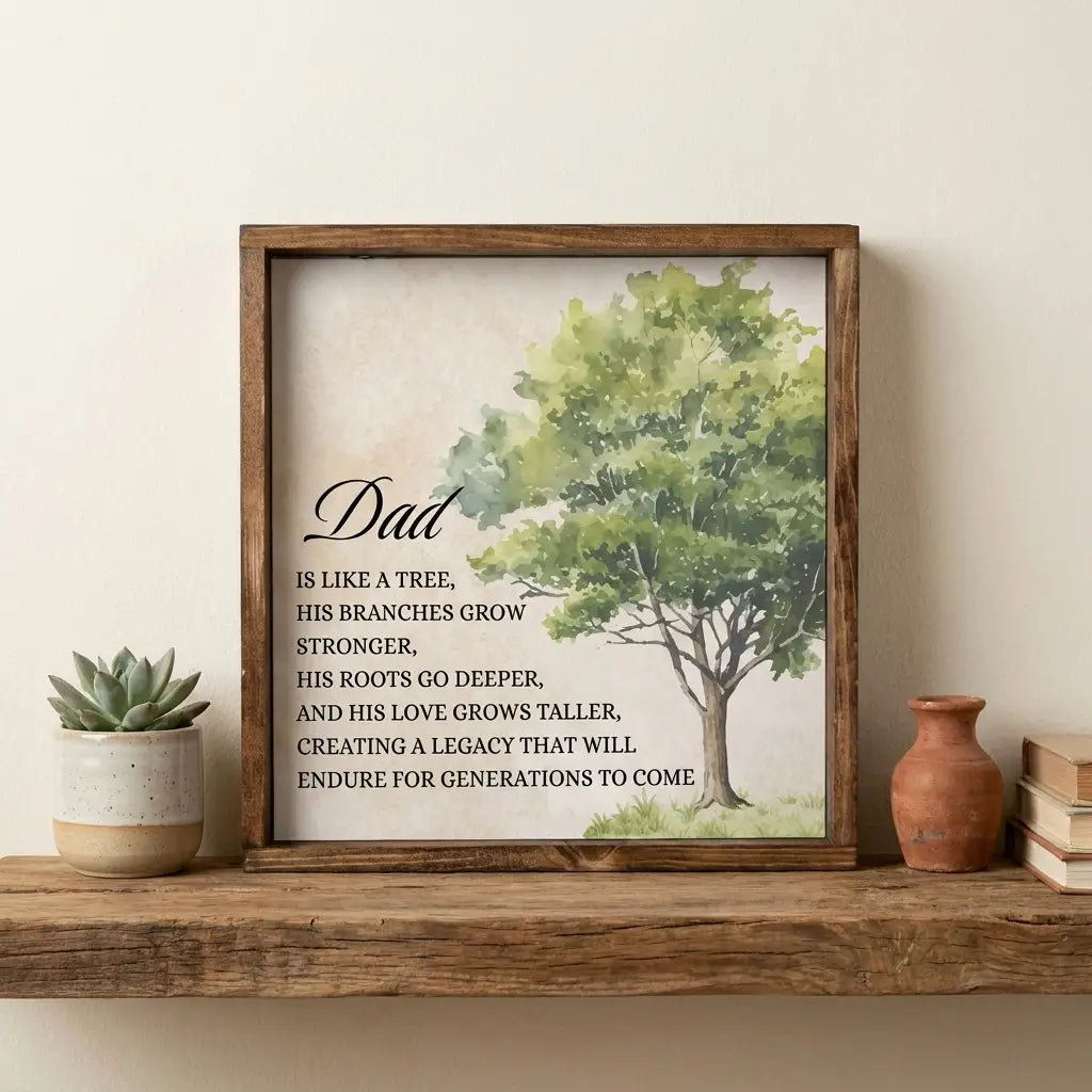 Dad Is Like A Tree Framed Small Wooden Sign