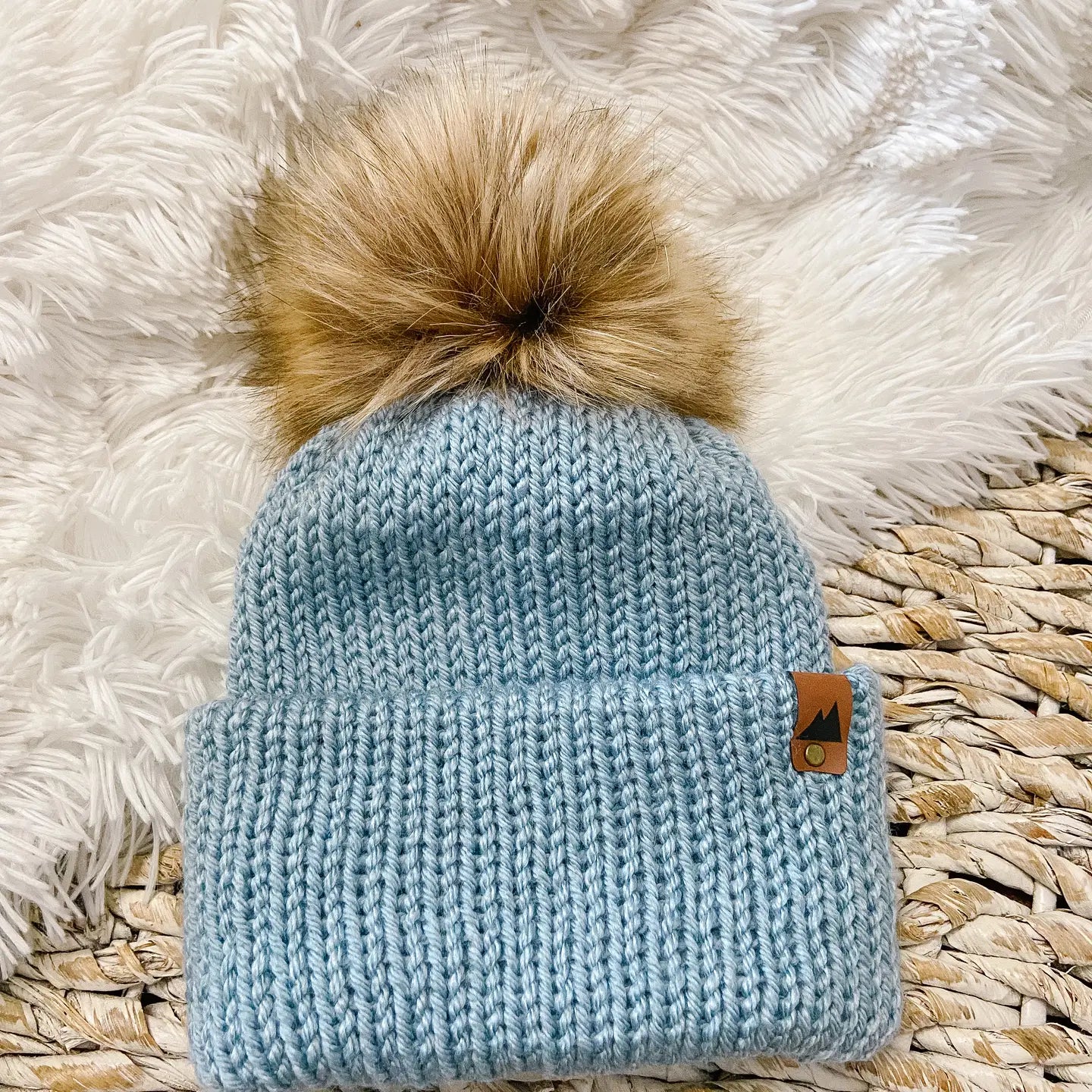 Knit Beanie Toque with Fur Pom Pom