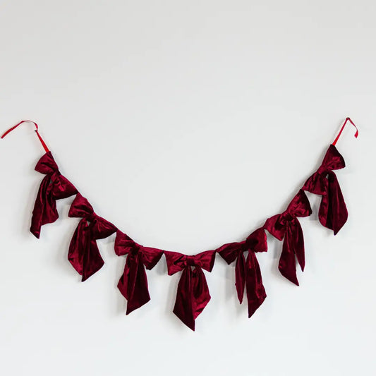 Bow Garland Red Velvet Fabric