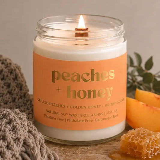 Peaches & Honey | 8oz Non Toxic Soy Candle