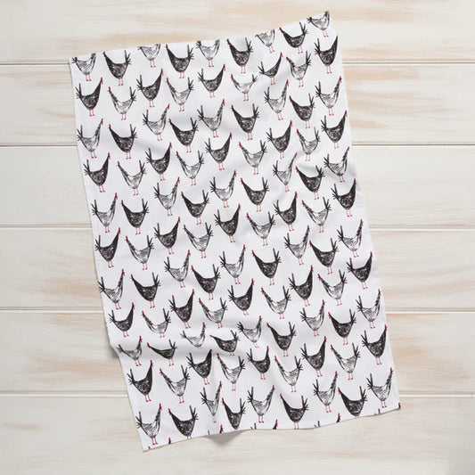 Chicken Scratch Print Tea Towel