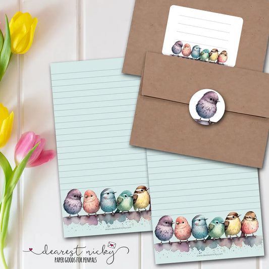 Colorful Sparrows Letter Writing Set