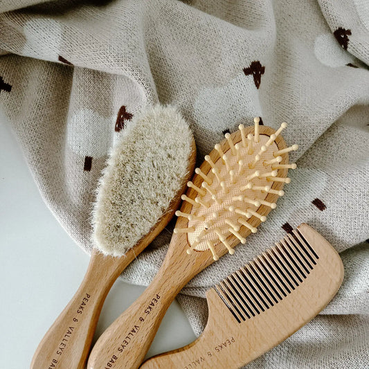 3pc Wooden Hair Brush Set