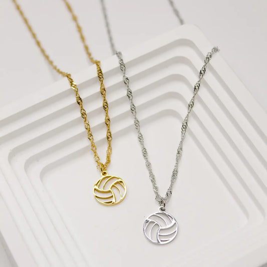Silver Volleyball Necklace