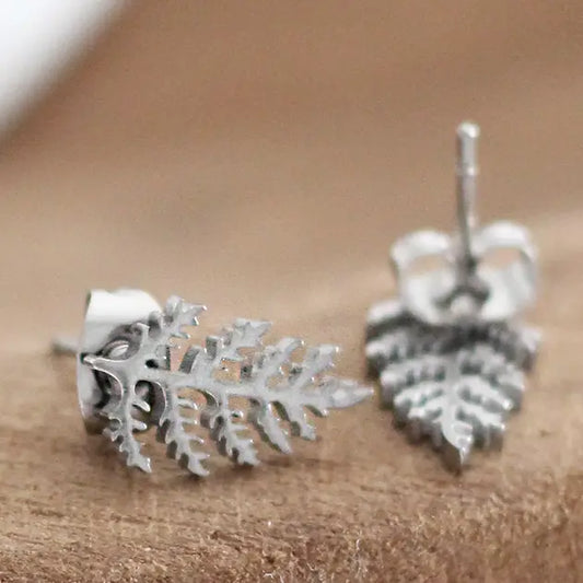 Mini Fern Earrings (Silver)