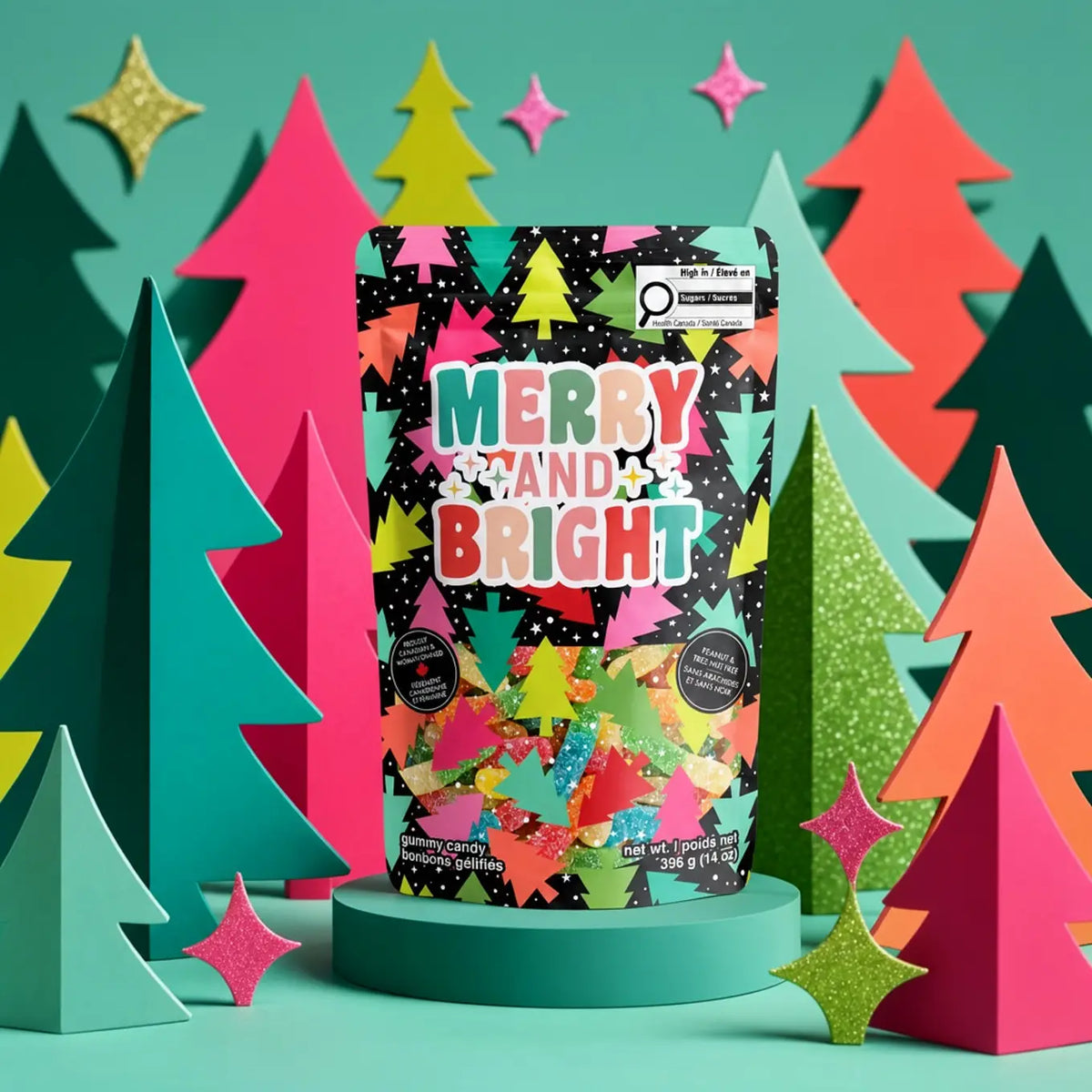 Merry & Bright Neon Trees | Sour Gummy Worms