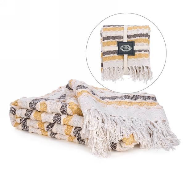 Brown and Yellow Textured Throw