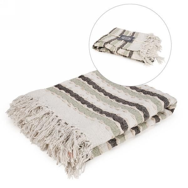 Green and Natural Textured Throw