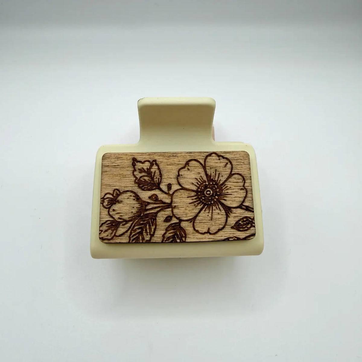 Wild Rose Wood Claw Clip Small