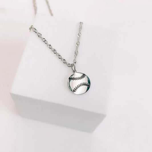 Softball Necklace Silver