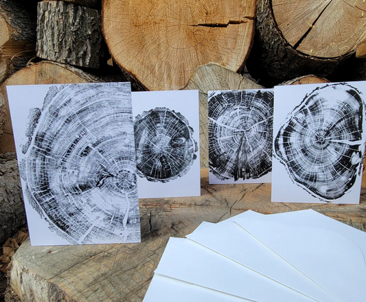 Wood Slice Greeting Cards, 4 pack