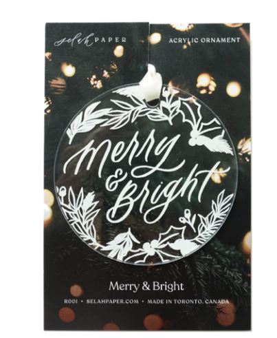 Merry and Bright Acrylic Ornament