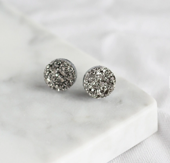 Earrings, Faux-Druzy