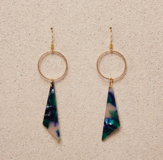 Liv // Blue Green Triangle Acetate Earrings
