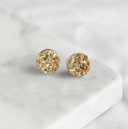 Earrings, Faux-Druzy