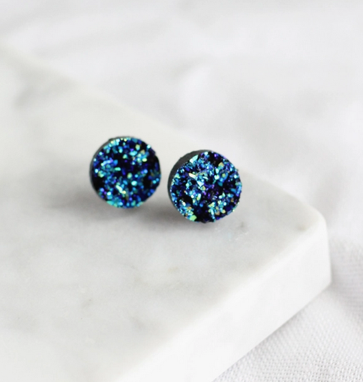 Earrings, Faux-Druzy