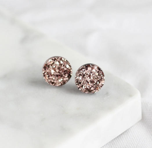 Earrings, Faux-Druzy