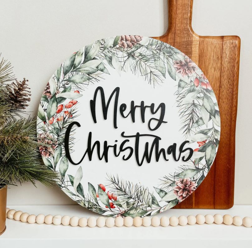 Merry Christmas 3D Wooden Sign