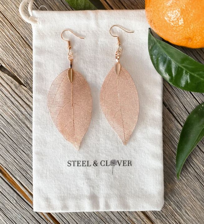 Real Leaf Earrings, Variety of Colours